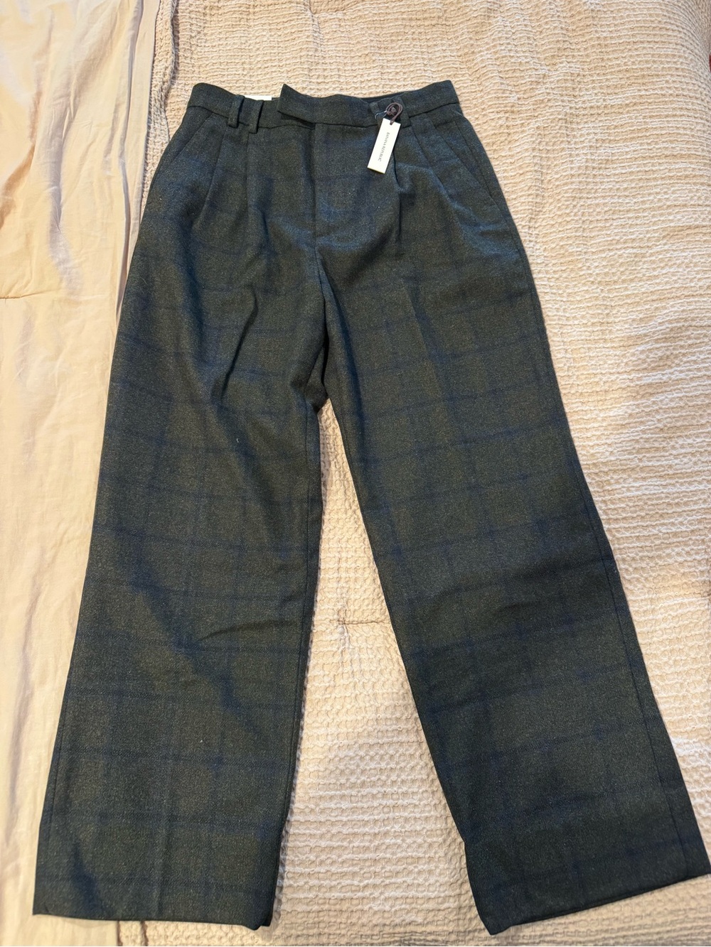 Banana Republic Dark Green Plaid Men's Trousers